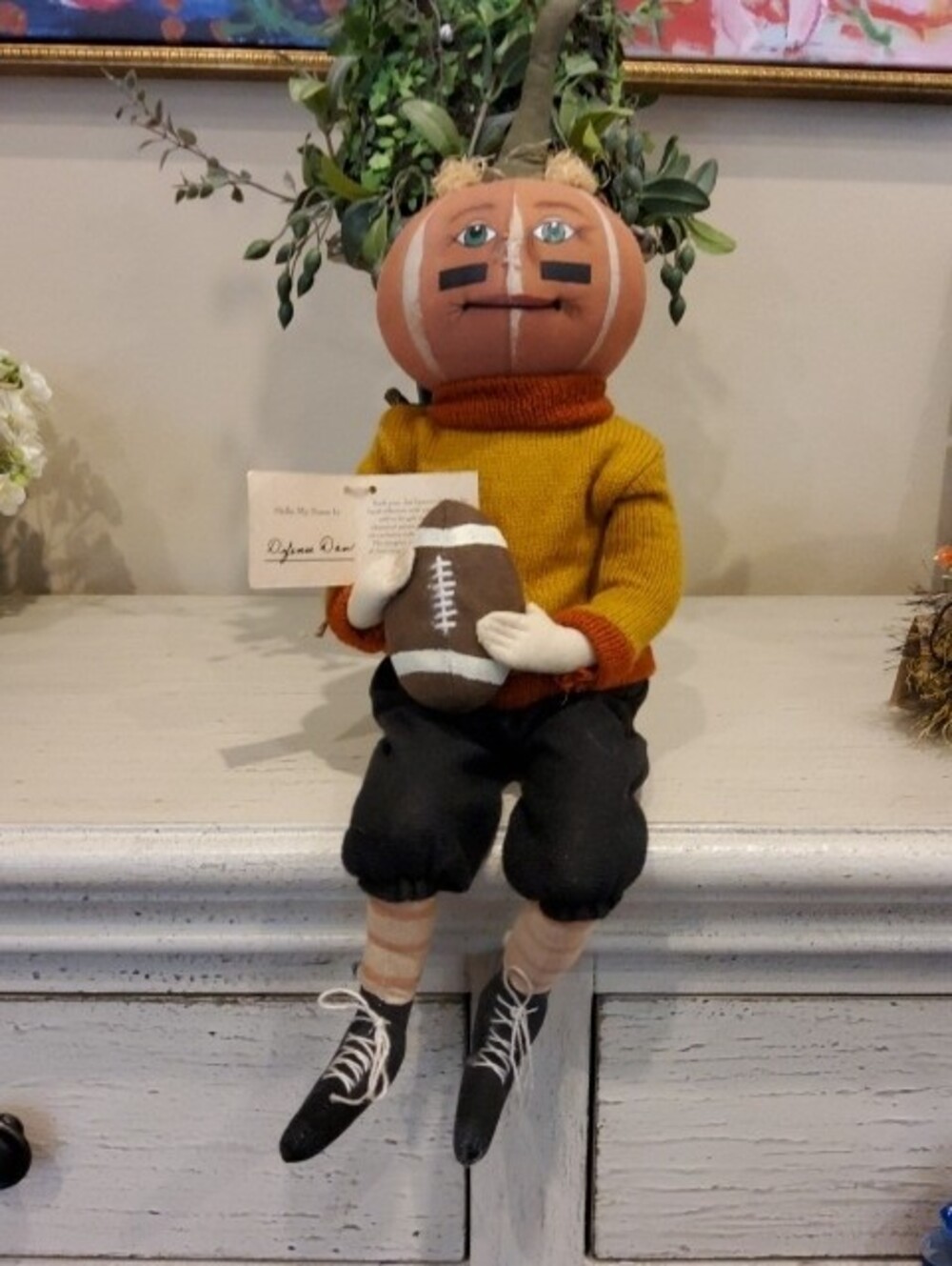 Joe Spencer's Gathered Traditions Pumpkin Head Dolls Defense Dan & Lucille - Picture 3 of 6